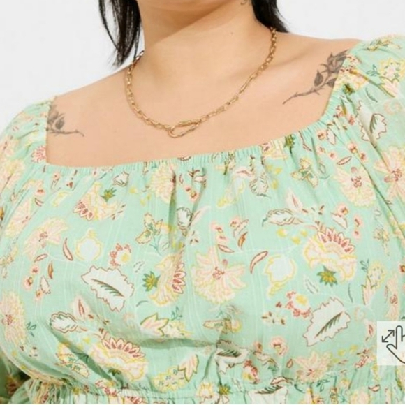 Torrid Size 3 Cotton Blouson Floral Smocked Top - Picture 5 of 6